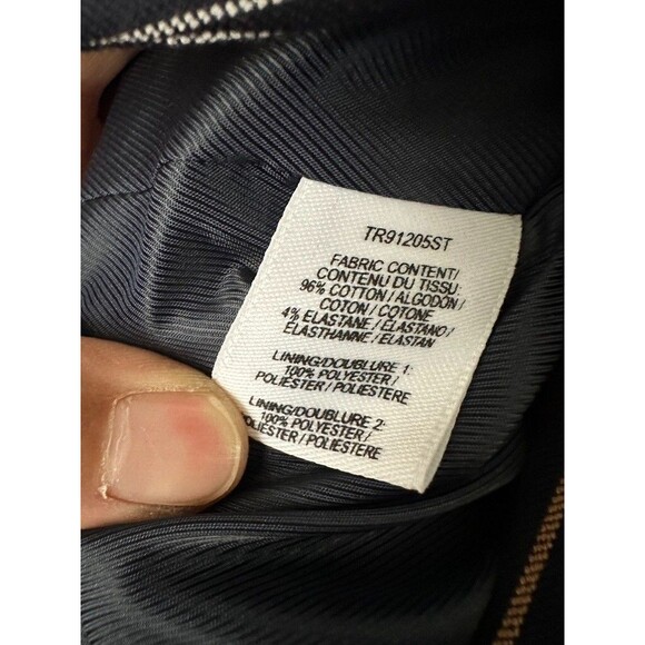 Derek Lam 10 Crosby Power Stripe Blazer Pleated Navy Blue Yellow Structured Sz 8 - Picture 6 of 14